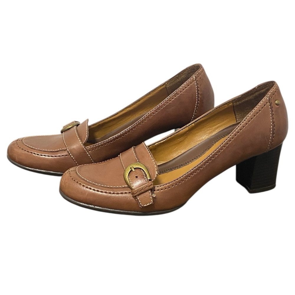 Natural Soles Brown Leather Buckled Pumps Heels - Great Condition - Size 8.5 - Picture 3 of 9